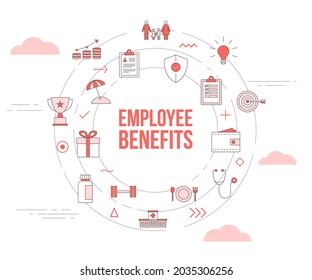 Employee Benefits Concept With Icon Set Template Banner 