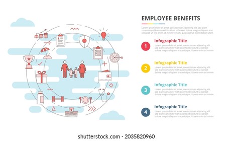 Employee Benefits Concept For Infographic Template Banner With Four Point List Information