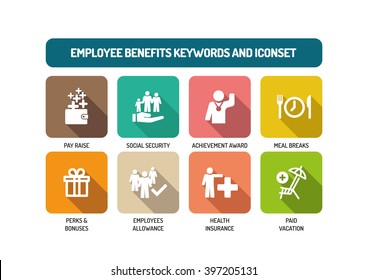 Employee Benefits Flat Icon Set