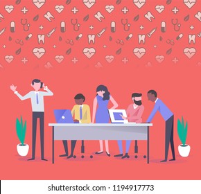 EMPLOYEE BENEFITS Hand Holding Megaphone With Speech Bubble. Flat Illustration. HR New Policy. Medical Benefits. Compensation. Employee Satisfaction And Health