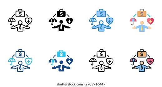 Conjunto de iconos de beneficios para empleados colección de varios estilos 
