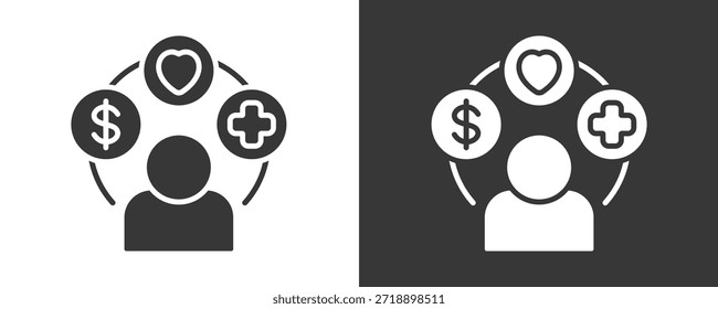 Conjunto De Iconos De Beneficios Para Empleados Colección De Vector Aislada En Blanco Y Negro