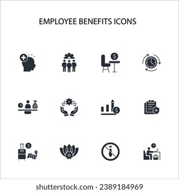 Employee benefits icon set.vector.Editable stroke.linear style sign for use web design,logo.Symbol illustration.
