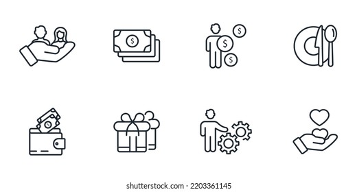 employee benefits icons set . employee benefits pack symbol vector elements for infographic web