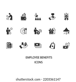 Employee Benefits Icons Set . Employee Benefits Pack Symbol Vector Elements For Infographic Web