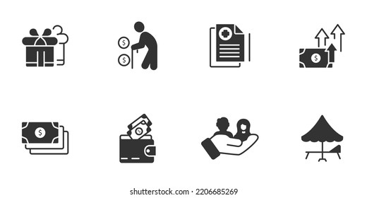 Employee Benefits Icons Set . Employee Benefits Pack Symbol Vector Elements For Infographic Web