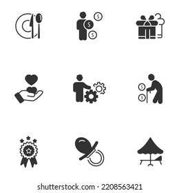 Employee Benefits Icons Set . Employee Benefits Pack Symbol Vector Elements For Infographic Web