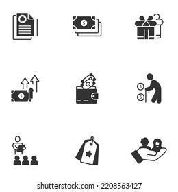 Employee Benefits Icons Set . Employee Benefits Pack Symbol Vector Elements For Infographic Web