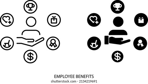 Employee Benefits Icons , Vector Illustration