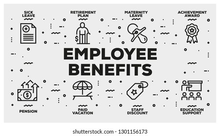 Employee Benefits Line Icon Set Stock Vector (Royalty Free) 1301156173 ...