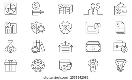 Employee Benefits line icon set. Reward, bonus, loyalty, star, winner, award, employee, bonuses, paid leave, maternity leave, pension, line icon set. UI thin line icon pack.