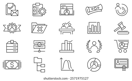 Employee Benefits line icon set. Company, win-win, scheme, loyalty, star, winner, award, employee, bonuses, paid leave, maternity leave, pension line icon set. UI thin line icon pack.