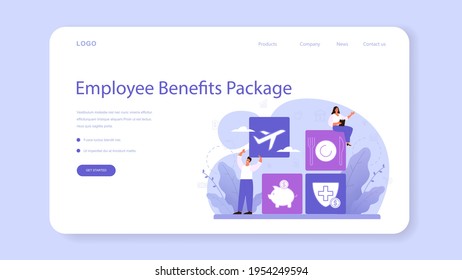 Employee Benefits Package Web Banner Or Landing Page. Compensation