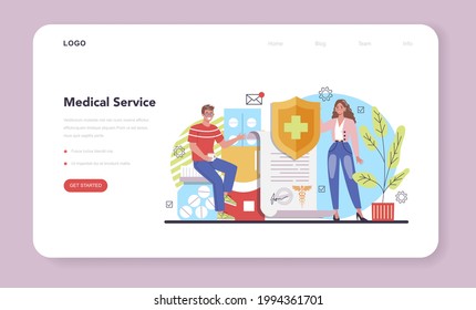 Employee Benefits Package Web Banner Or Landing Page. Compensation Supplementing Employee's Salary. Medical Employee Insurance. Flat Vector Illustration