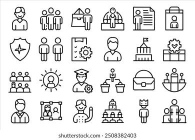 Employee Benefits Thin Line Icon Set
. editable stroke outline icons set. vector illustration.