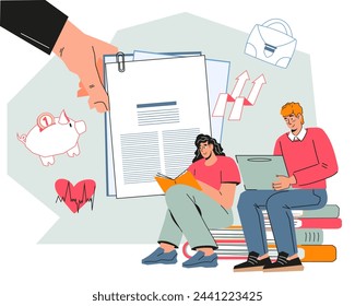 Employee benefits, work wellbeing, health, safety, and support in the workplace. Employees care and overall wellbeing policy, flat vector illustration isolated on white background.