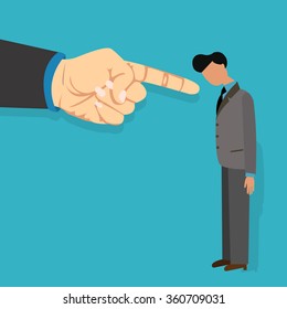 employee blame by boss get fired finger pointing blaming vector illustration cartoon