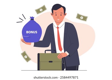 Employee bonus performance vector illustration. Illustration for website, landing page, mobile app, poster and banner. Trendy flat vector illustration