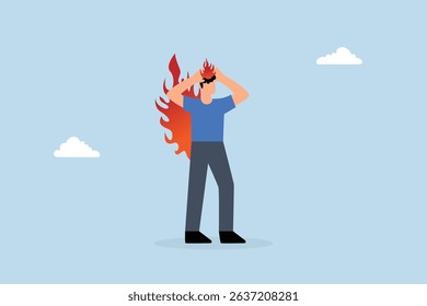 Employee burnout. Depressed employee got frustrated thinking about work.