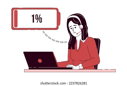 Employee with burnout flat concept vector illustration. Editable 2D cartoon character on white for web design. Overworking creative idea for website, mobile, presentation. Bebas Nenue font used