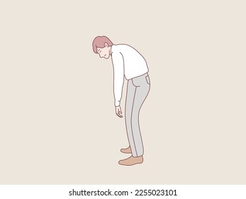 Employee business man tired looking depressed from work simple korean style illustration