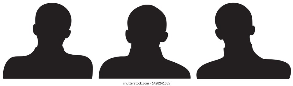 Employee business team as a silhoutte in black color. Set of three different businessmen heads and shoulders. EPS10 vector illustration.