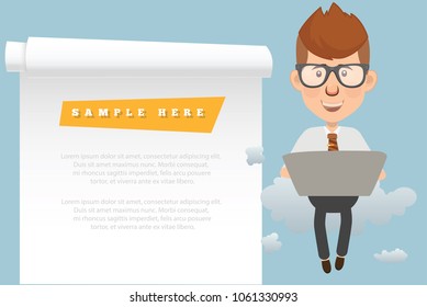 Employee or businessman and blank paper vector design