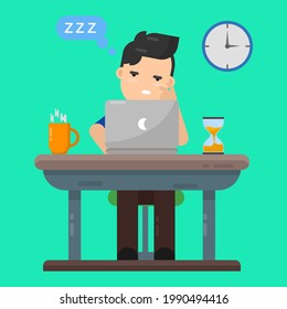 employee businessman bored tired icon illustration vector graphic