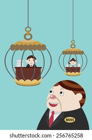 employee in cage
