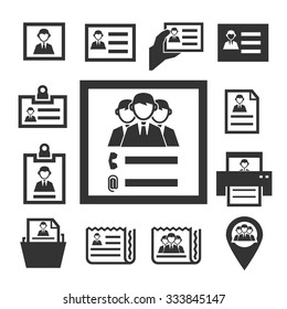 employee card icon set