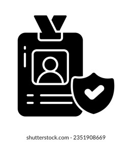 Employee card or identity card with safety shield, concept icon of secure id