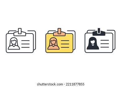 employee card thin line icons. Vector illustration isolated on white. Editable stroke