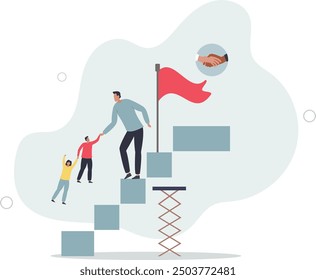 Employee career ladders and job guide or task explanation steps.flat design with people.