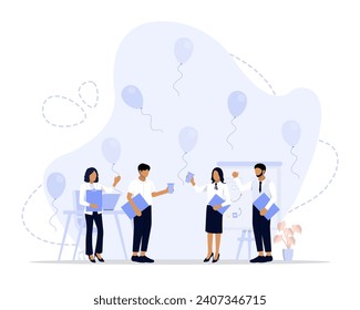 Employee celebration concept illustration. Suitable for landing page, ui, web, App intro card, editorial, flyer, and banner.