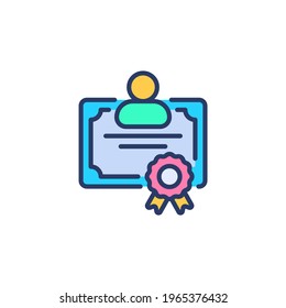 Icono de Certificado de empleado en vector. Logotipo