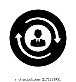 Cambio de empleado, reemplace el icono de trabajo. Diseño vectorial redondeado.