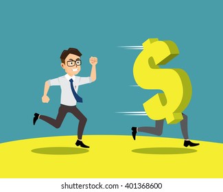 Employee of chasing money cartoon