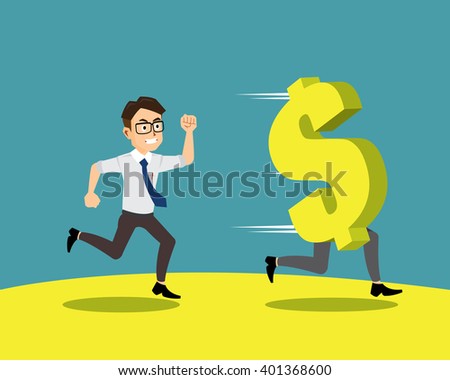 Employee of chasing money cartoon