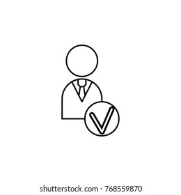 Employee cheked line icon. Team work element. Premium quality graphic design. Signs, outline symbols collection, simple thin line icon for websites, web design, mobile app icon on white background