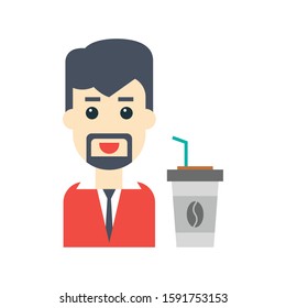 employee coffee vector flat color icon 