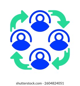 Employee Connection line icon. linear style sign for mobile concept and web design. Outline vector icon. Symbol, logo illustration. Vector graphic