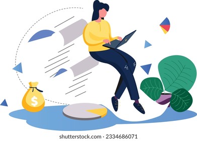 Employee content, Flat vector illustration