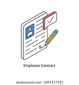 Employee Contract Isometric style icon. Symbol on White background EPS 10 File