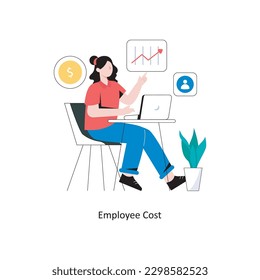 Ilustración del vector de diseño de estilo plano de coste para empleados. Ilustración de acciones