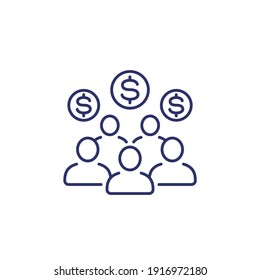 Employee Cost, Salary Line Icon On White