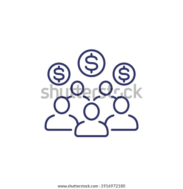 Employee cost, salary
line icon on white