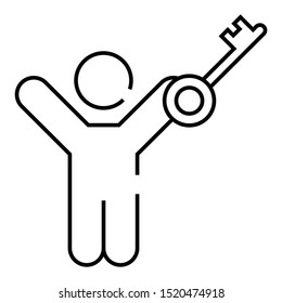 Employee Customer Sucess Program Vector Man holding Key Icon Design