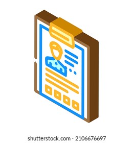 employee cv resume isometric icon vector. employee cv resume sign. isolated symbol illustration