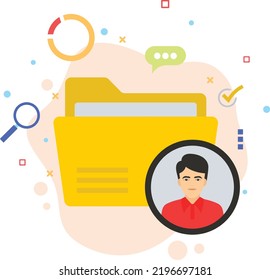 Employee Data File Vector color Icon Design, Employee Profile Folder Concept, Hrm Symbol, Avatar Folder Stock illustration, hr sign