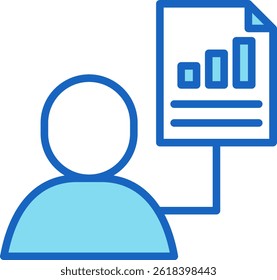 Employee Data Icon Blue Vector Illustration